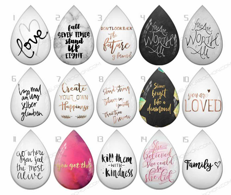 Handmade Teardrop Photo Glass Cabochons sentence B204