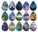 Handmade Teardrop Photo Glass Cabochons sky B222