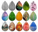 Handmade Teardrop Photo Glass Cabochons Plant leaves B225