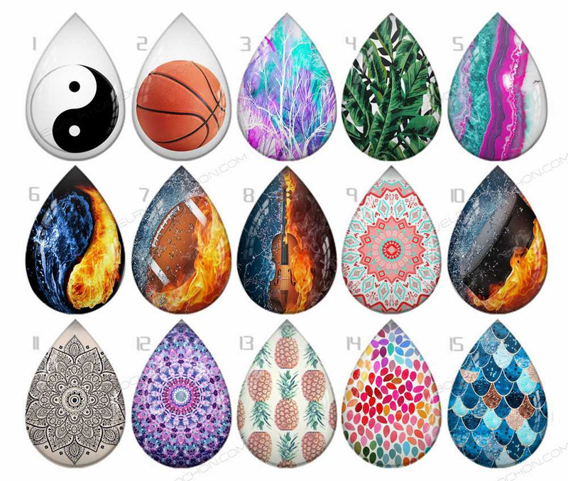 Handmade Teardrop Photo Glass Cabochons B518