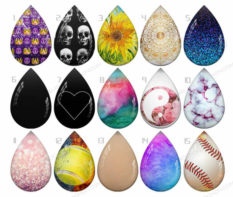 Handmade Teardrop Photo Glass Cabochons B519