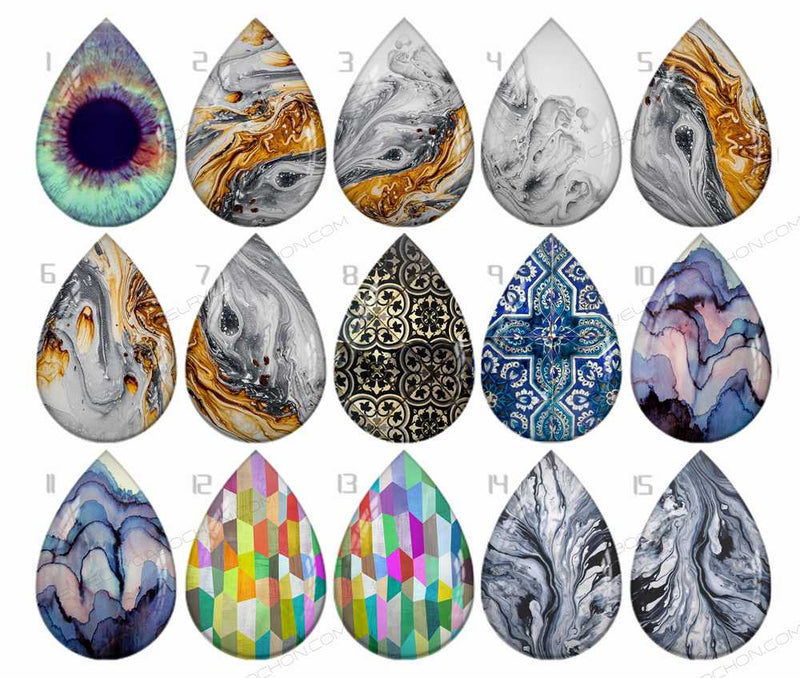 Handmade Teardrop Photo Glass Cabochons B531