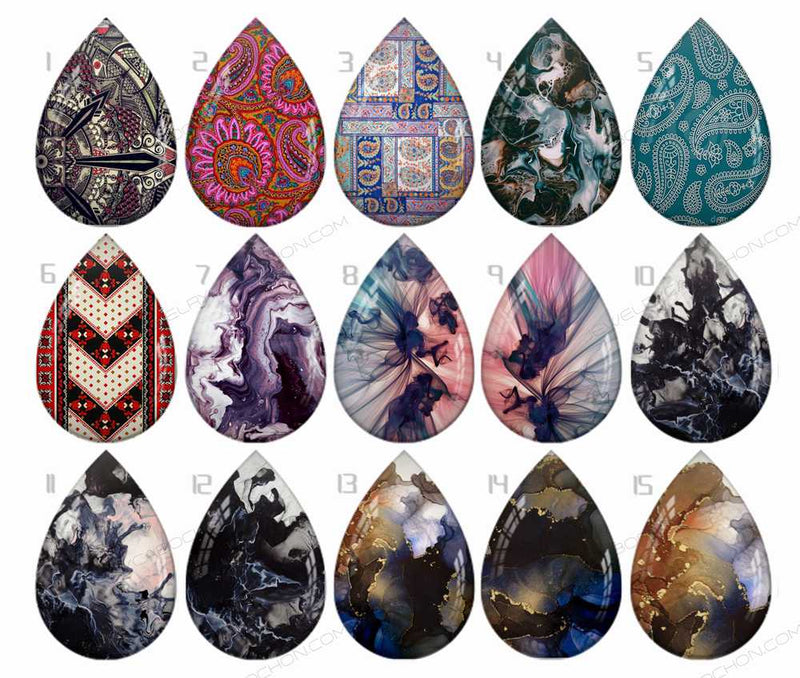 Handmade Teardrop Photo Glass Cabochons B532