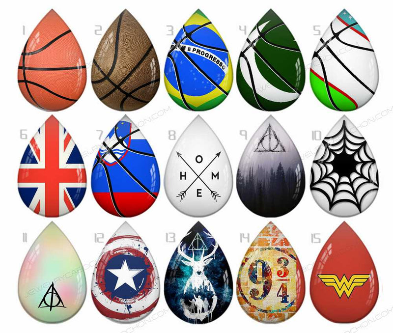 Handmade Teardrop Photo Glass Cabochons B538