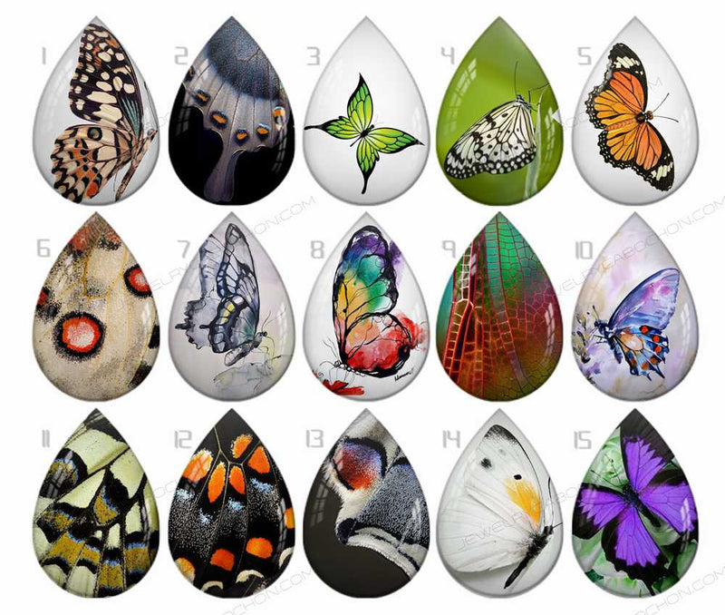 Handmade Teardrop Photo Glass Cabochons B542