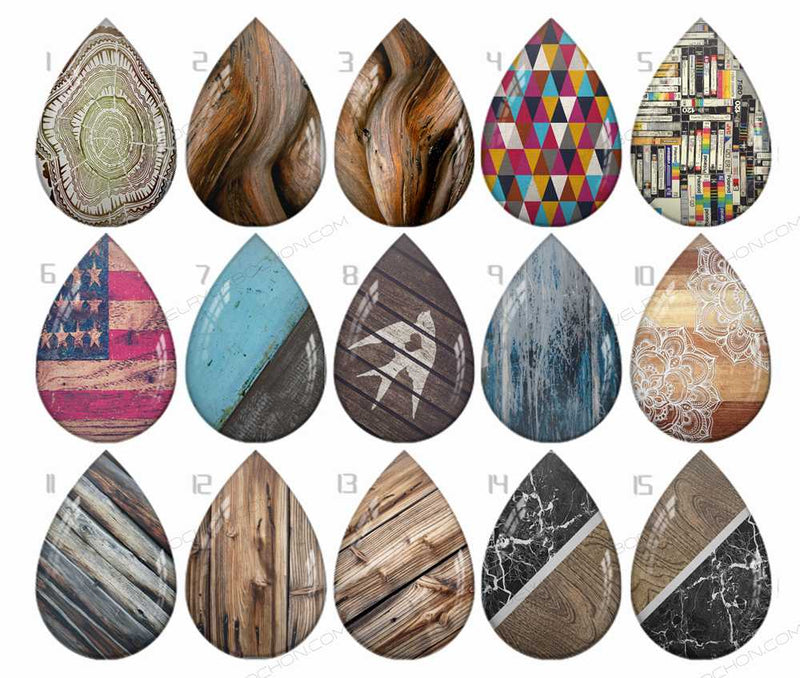 Handmade Teardrop Photo Glass Cabochons geometric B555