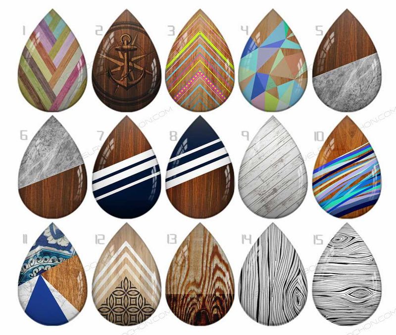 Handmade Teardrop Photo Glass Cabochons geometric B557