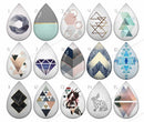 Handmade Teardrop Photo Glass Cabochons geometric B561