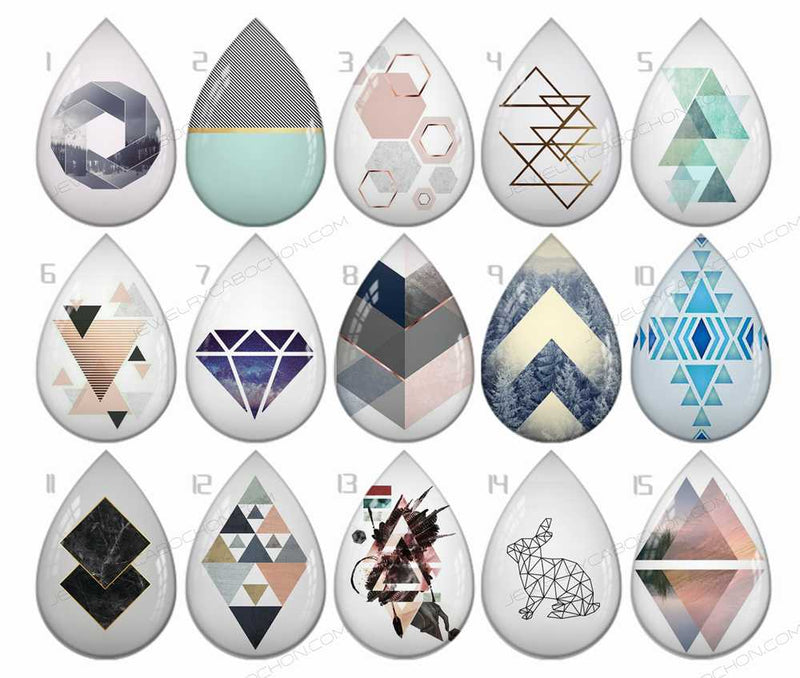 Handmade Teardrop Photo Glass Cabochons geometric B561