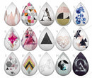 Handmade Teardrop Photo Glass Cabochons geometric B564