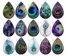 Handmade Teardrop Photo Glass Cabochons feather B568