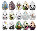 Handmade Teardrop Photo Glass Cabochons panda B573