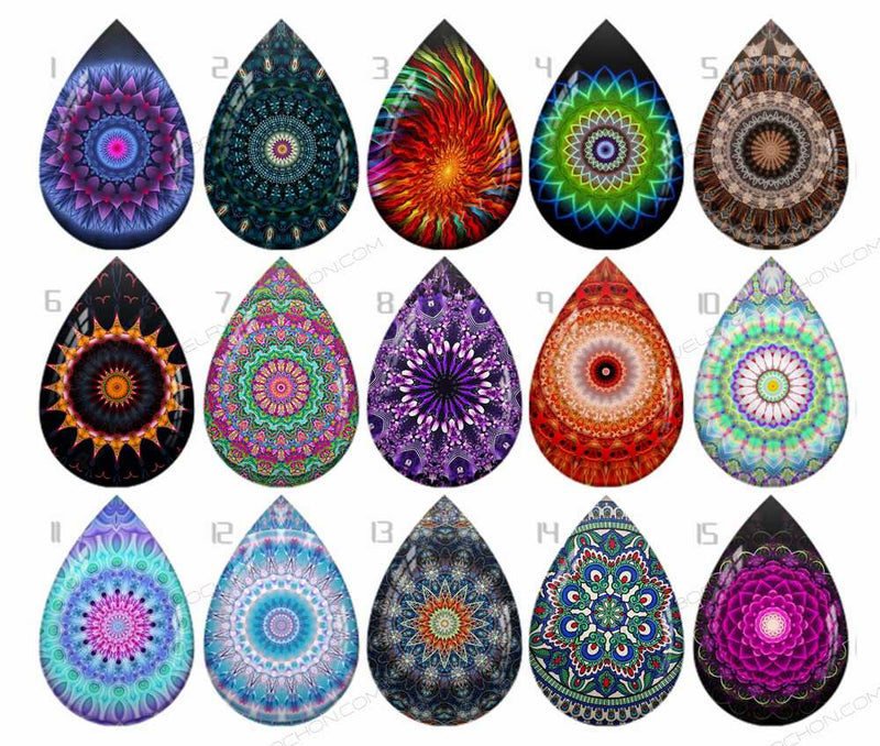 Handmade Teardrop Photo Glass Cabochons pattern B578