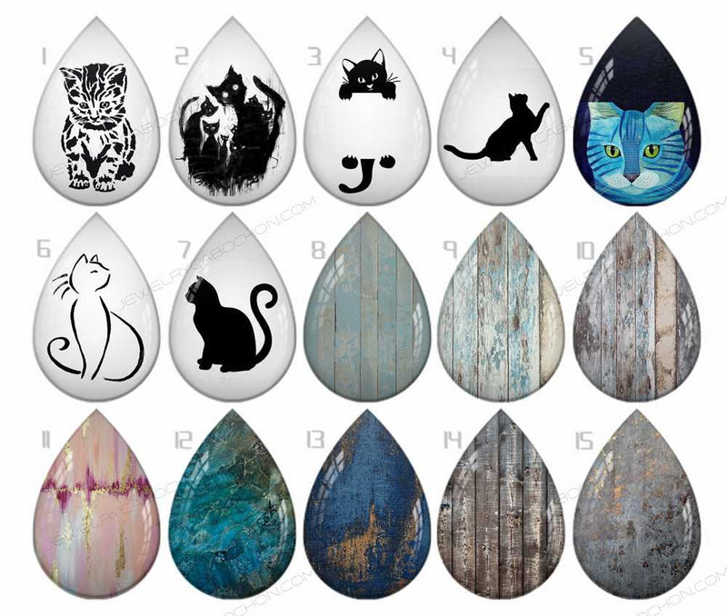 Handmade Teardrop Photo Glass Cabochons Animal B584