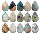 Handmade Teardrop Photo Glass Cabochons Wood grain B586