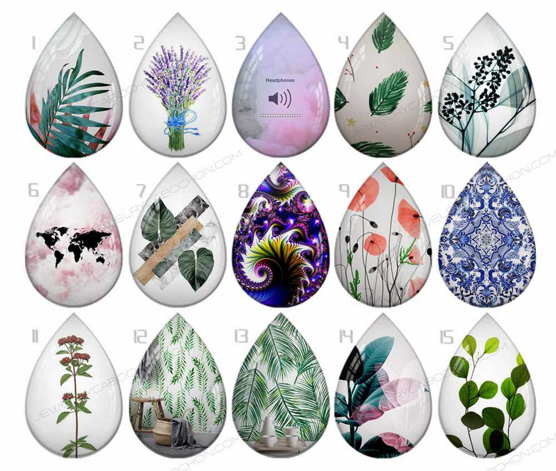 Handmade Teardrop Photo Glass Cabochons B591