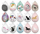 Handmade Teardrop Photo Glass Cabochons unicorn B594