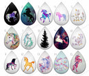 Handmade Teardrop Photo Glass Cabochons unicorn B597