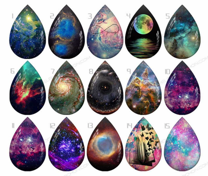 Handmade Teardrop Photo Glass Cabochons Starry sky B603