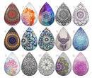 Handmade Teardrop Photo Glass Cabochons pattern B614