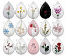 Handmade Teardrop Photo Glass Cabochons Plant flower B628