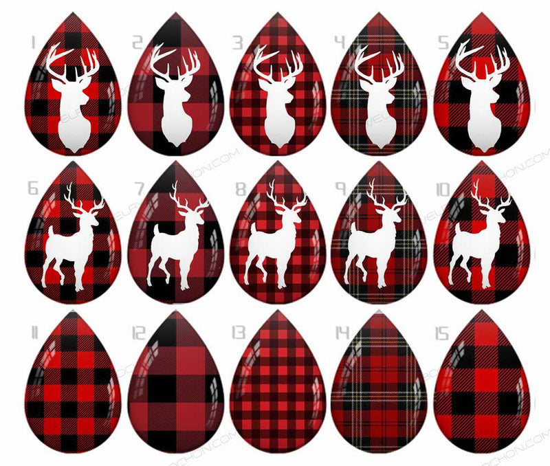 Handmade Teardrop Photo Glass Cabochons pattern deer B642