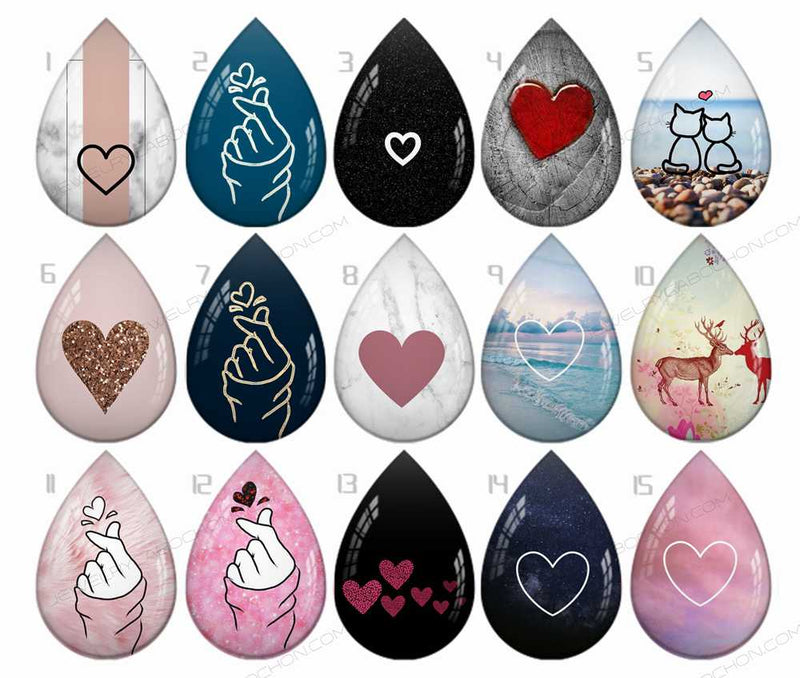 Handmade Teardrop Photo Glass Cabochons pattern B655