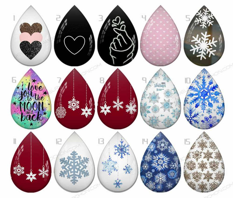 Handmade Teardrop Photo Glass Cabochons pattern B656