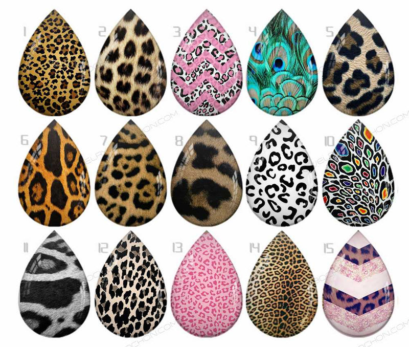 Handmade Teardrop Photo Glass Cabochons Streaks B669