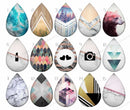 Handmade Teardrop Photo Glass Cabochons pattern geometric B678