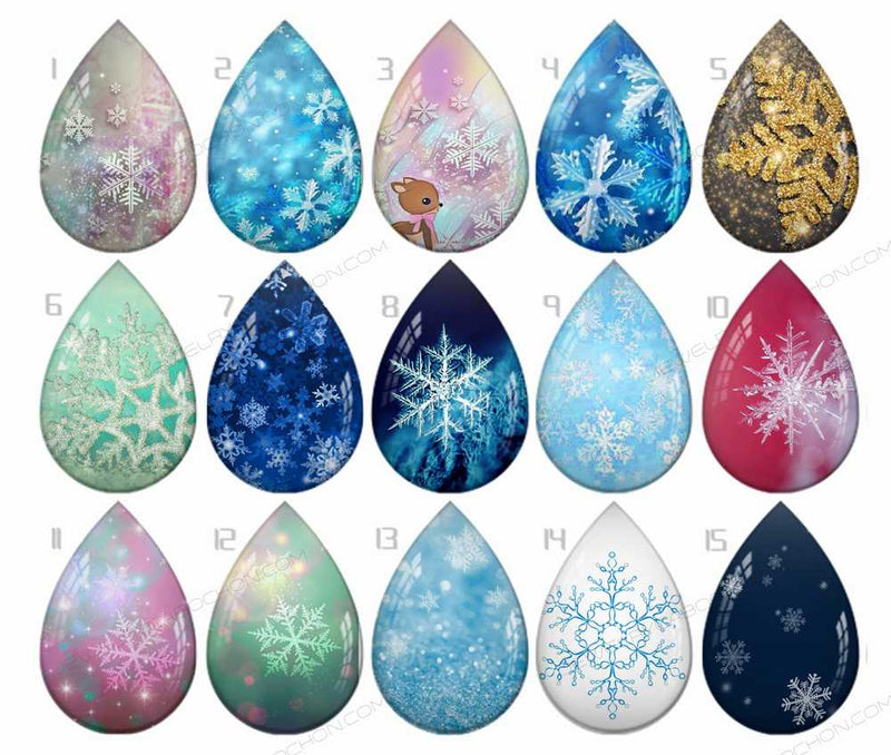 Handmade Teardrop Photo Glass Cabochons B697