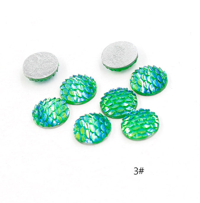 20pcs Resin 12mm Mermaid Cabochons, 12mm Mermaid Cabochon, 12mm Fish Scale Dragon Snake Skin Cabochons