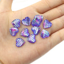 20pcs Heart Resin 12mm Mermaid Cabochons, Heart 12mm Mermaid Cabochon