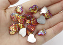 20pcs Heart Resin 12mm Mermaid Cabochons, Heart 12mm Mermaid Cabochon