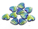 20pcs Heart Resin 12mm Mermaid Cabochons, Heart 12mm Mermaid Cabochon