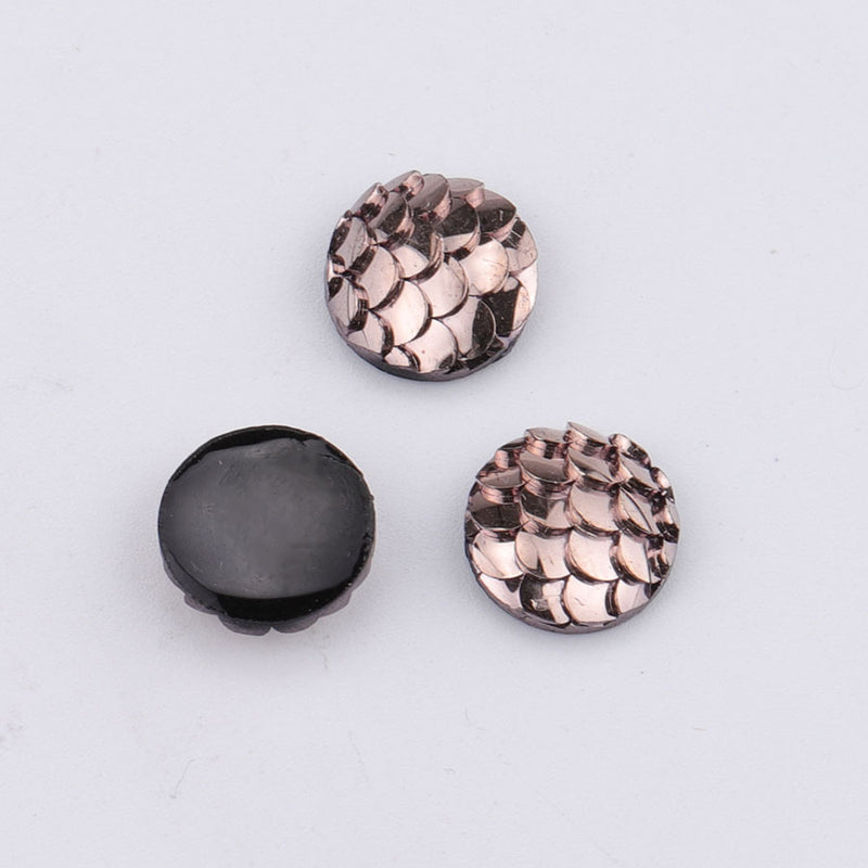 20pcs Resin 10mm Mermaid Cabochons, 10mm Fish Scale Dragon Snake Skin Cabochons