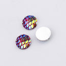 20pcs Resin 10mm Mermaid Cabochons, 10mm Fish Scale Dragon Snake Skin Cabochons