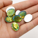 20pcs Teardrop Resin 13x18mm Mermaid Cabochons, Fish Scale Dragon Snake Skin 13x18mm Cabochons