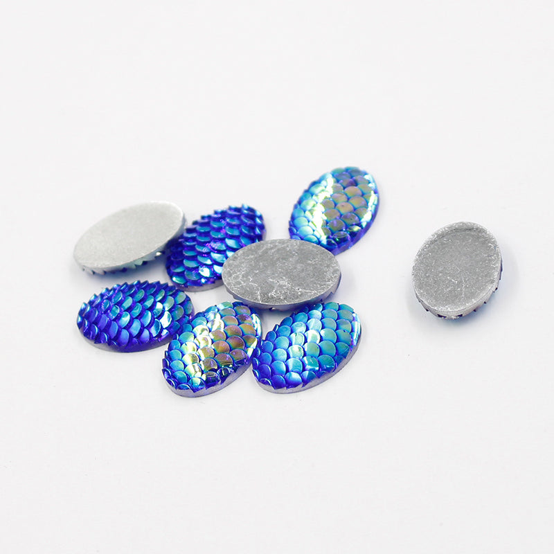 20pcs Teardrop Resin 13x18mm Mermaid Cabochons, Fish Scale Dragon Snake Skin 13x18mm Cabochons