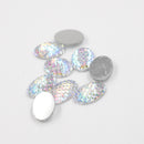 20pcs Teardrop Resin 13x18mm Mermaid Cabochons, Fish Scale Dragon Snake Skin 13x18mm Cabochons