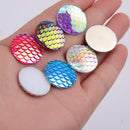 20pcs 20mm Resin Mermaid Cabochons, Fish Scale Dragon Snake Skin 20mm Cabochons