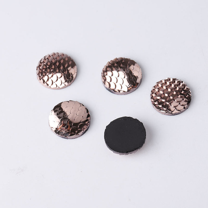 20pcs 14mm Resin Mermaid Cabochons, Fish Scale Dragon Snake Skin 14mm Cabochons