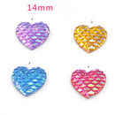 20pcs 14mm Heart Resin Mermaid Cabochons, Fish Scale Dragon Snake Skin 14mm Cabochons