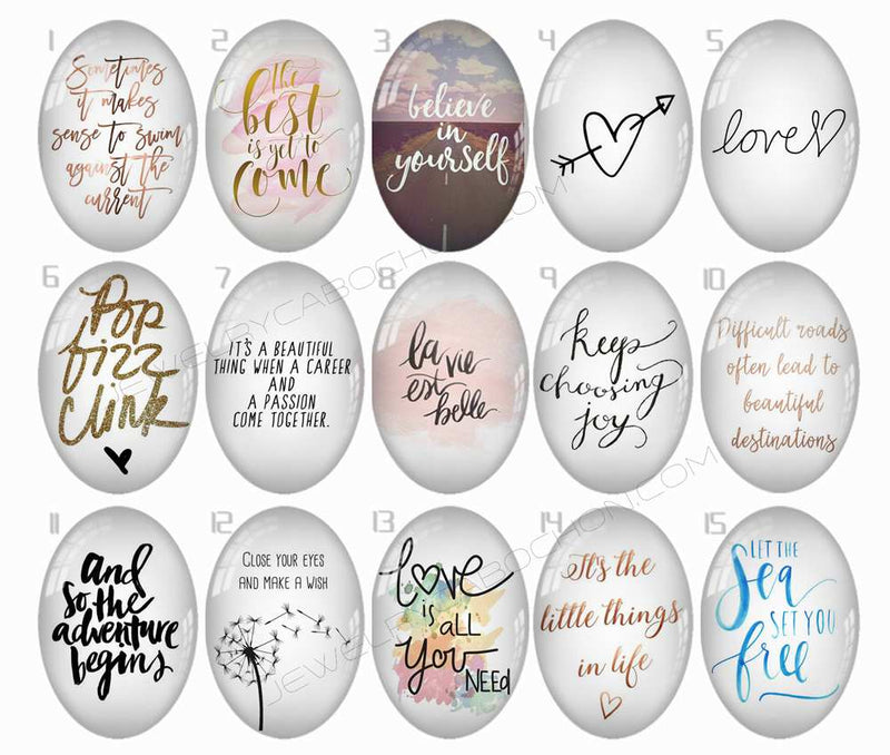 Handmade oval Photo Glass Cabochons Pattern text B206