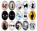 Handmade oval Photo Glass Cabochons Pattern cat B582