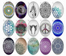 Handmade oval Photo Glass Cabochons Pattern flower B608