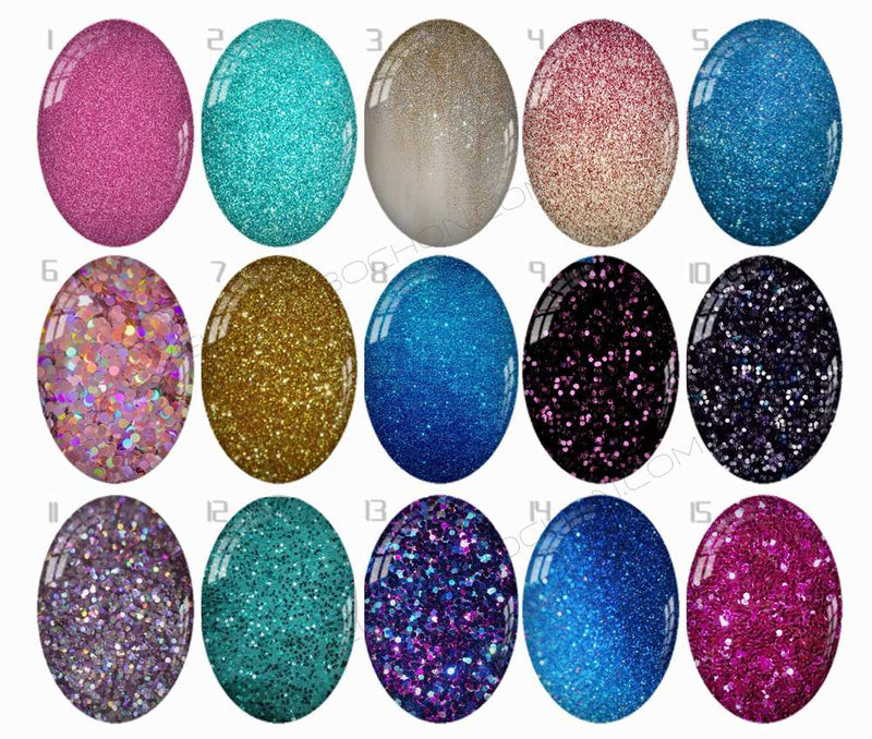 Handmade oval Photo Glass Cabochons Glitter B690