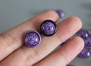 4pcs  Handmade purple Resin pressed flower Cabochons