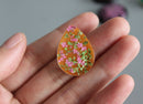 2pcs Handmade Resin 18x25mm Resin pressed flower pendant