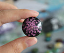 2pcs Pink Handmade Resin 25mm Resin Cabochons, real Pressed flower necklace jewelry